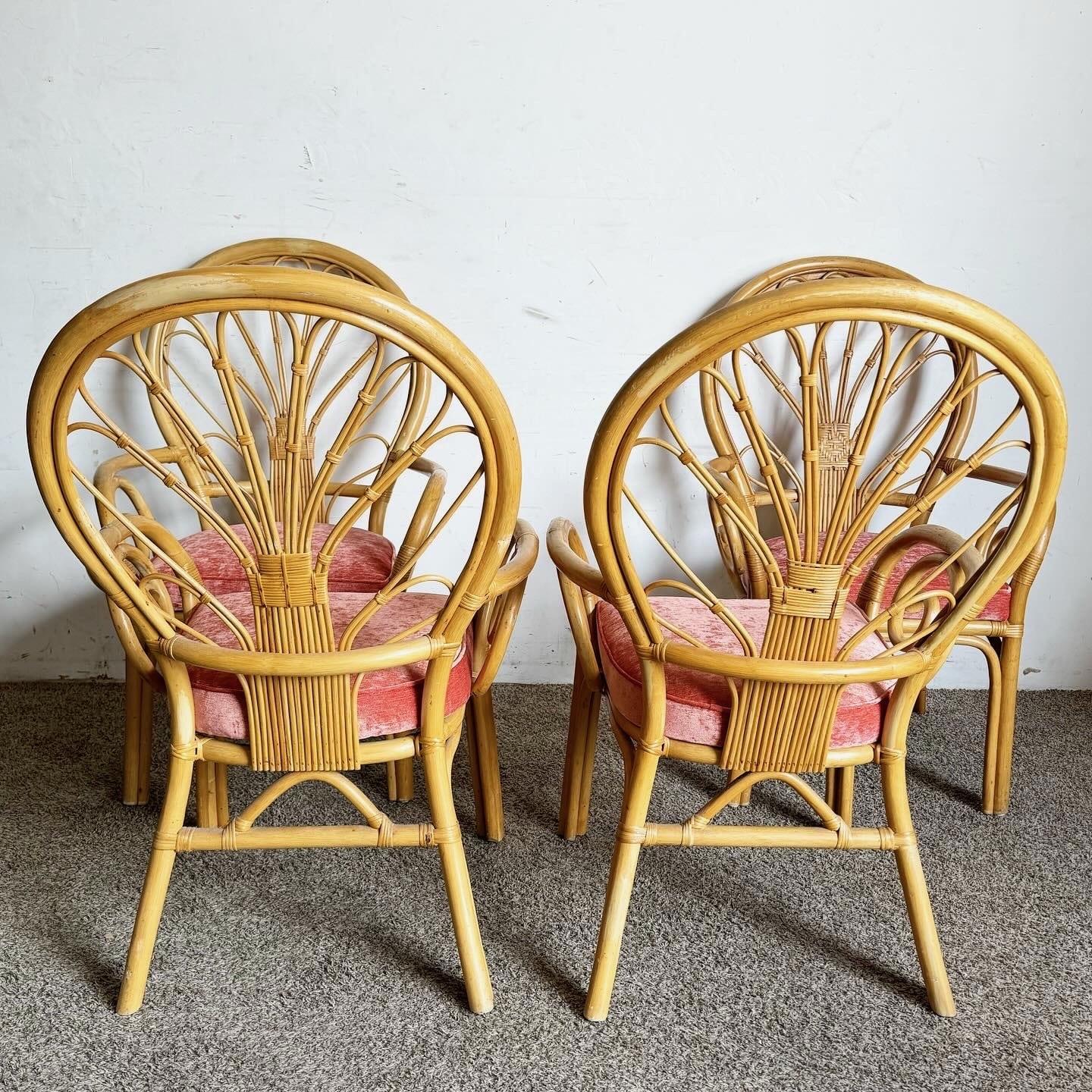 Boho Chic Wicker-Rattan-Sessel mit Ballonrückenlehne und Wirbel-Sesseln - 4er-Set im Angebot 4