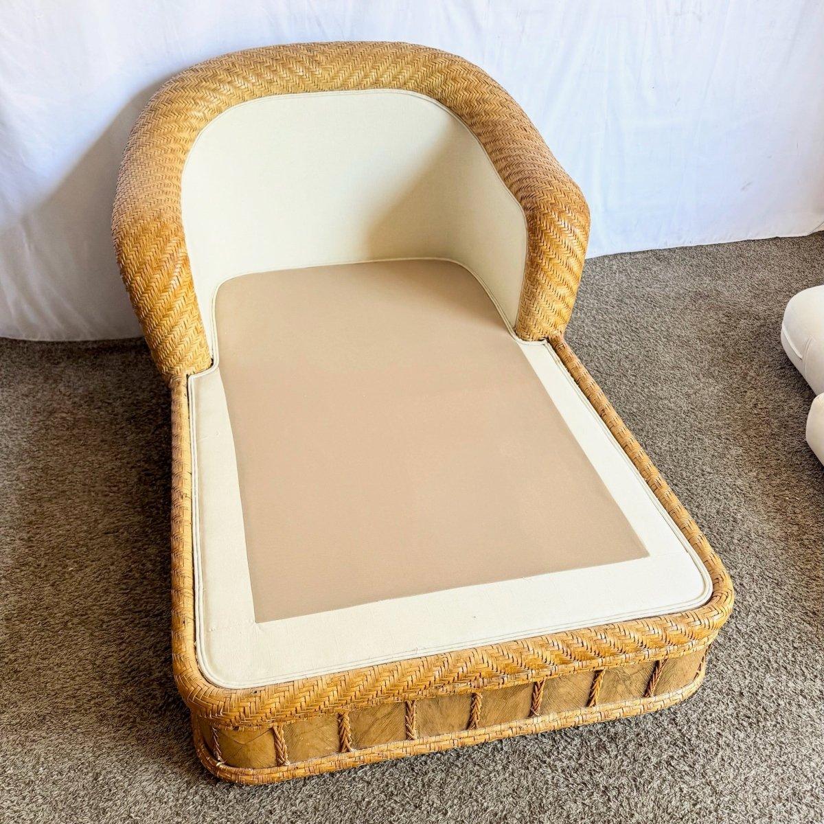 Fin du 20e siècle Chaise longue en osier et rotin Boho Chic en vente