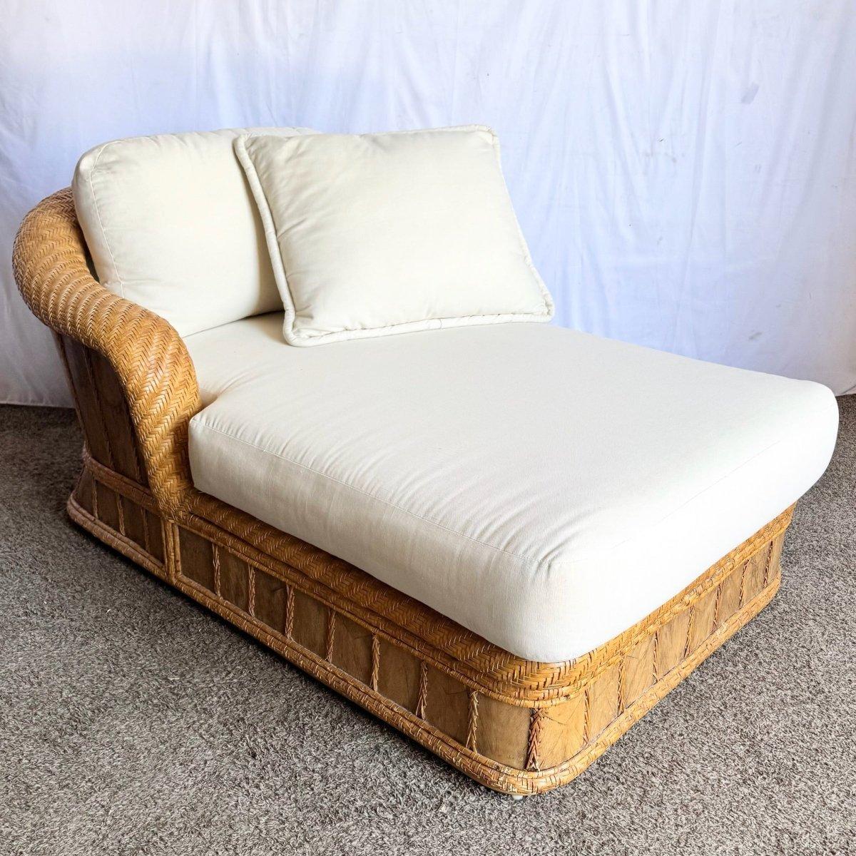 Chaise longue en osier et rotin Boho Chic en vente 3