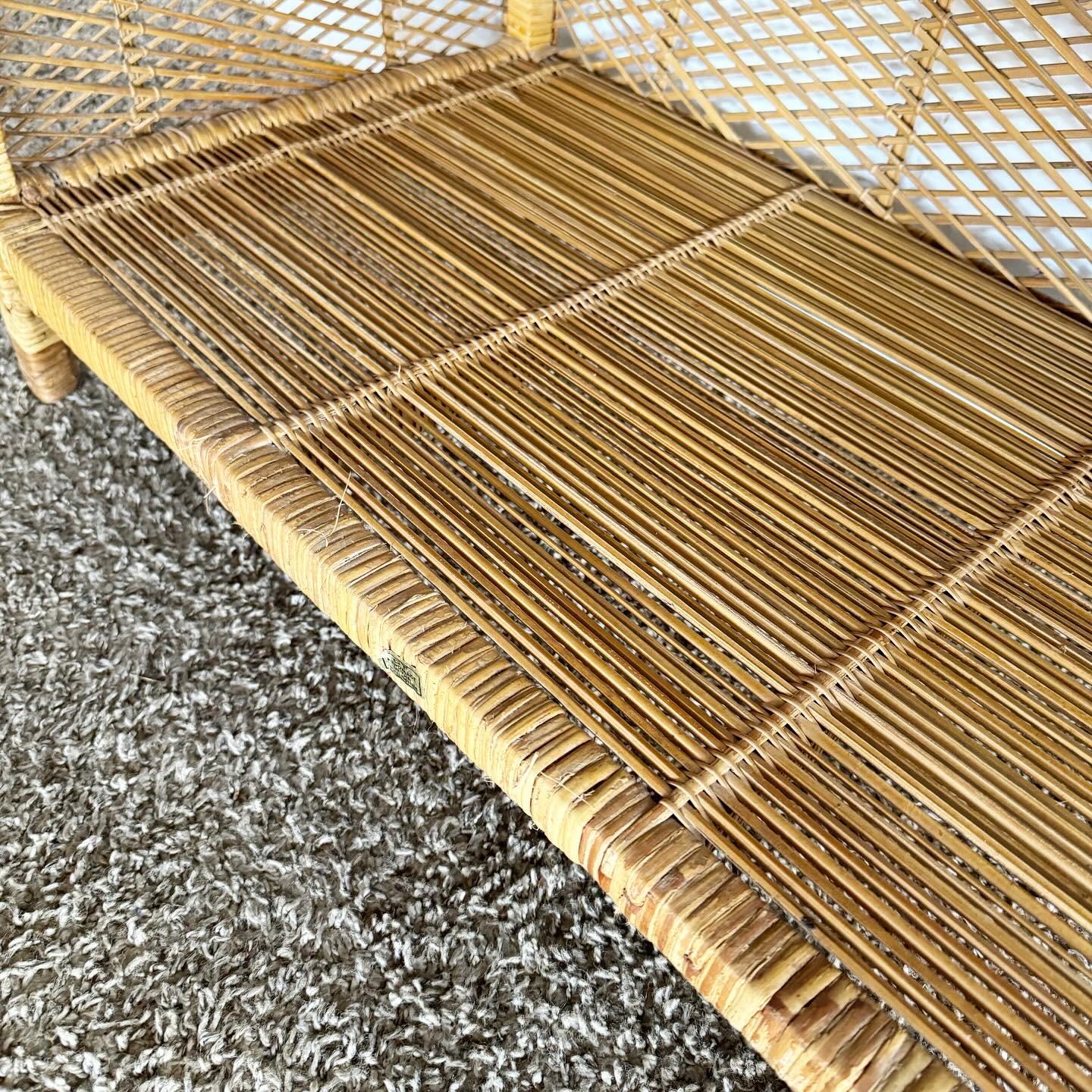 Boho Chic Wicker Rattan Etagere With 4 Removable Shelves For Sale 3