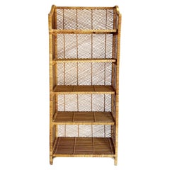 Boho Chic Korbweide-Rattan-Etagere mit 4 abnehmbaren Einlegeböden
