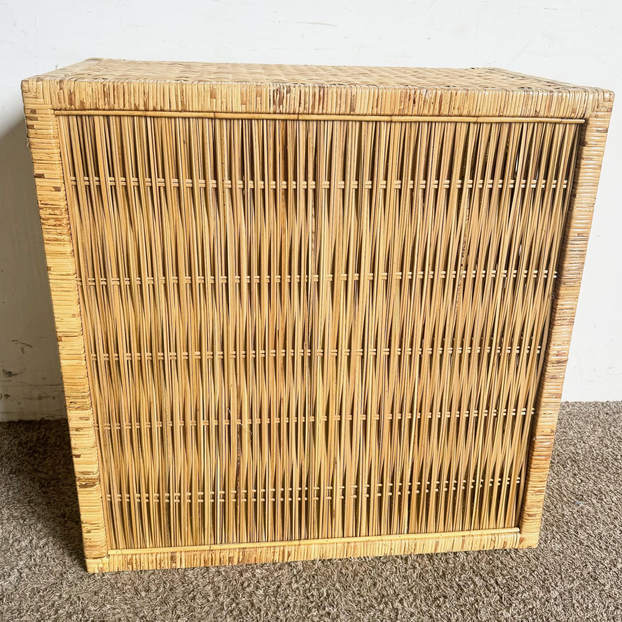 Boho Chic Wicker Rattan Sideboard Cabinet For Sale 3