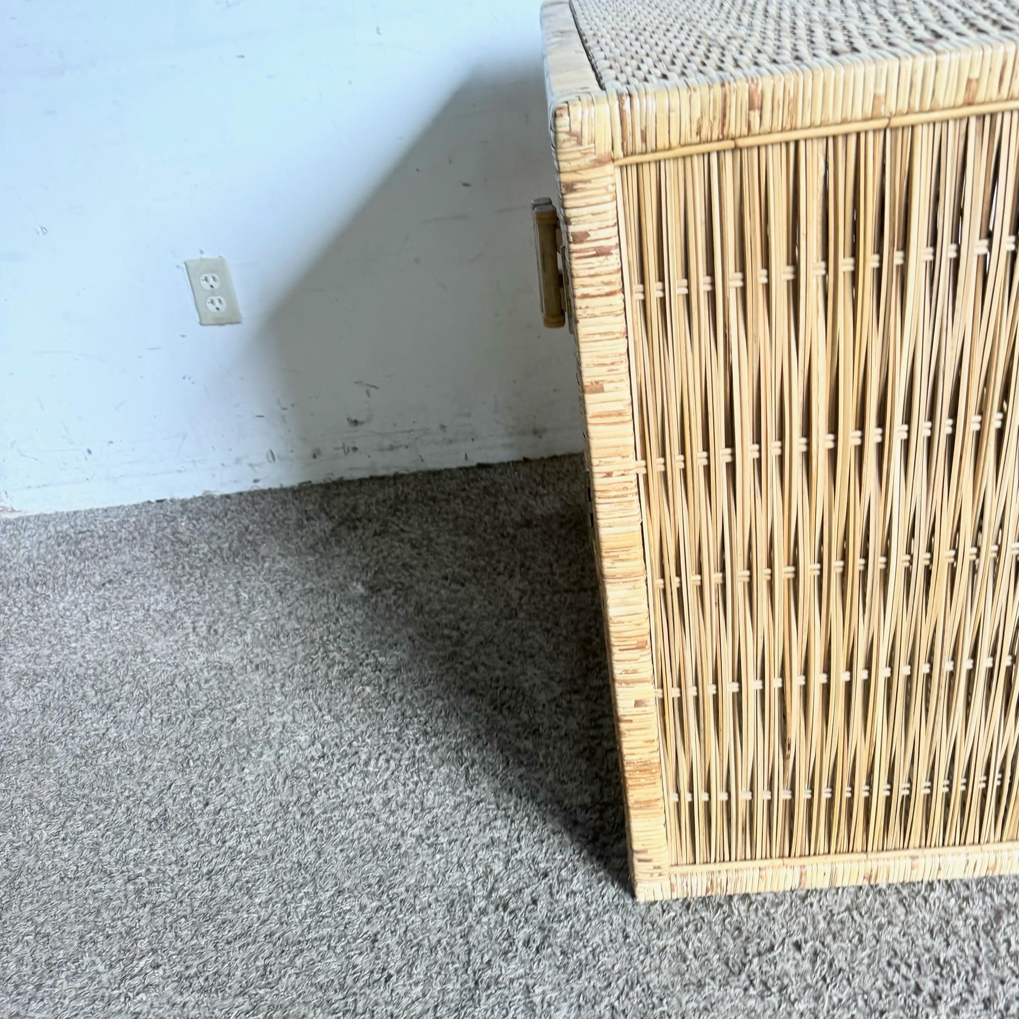 Boho Chic Wicker Rattan Sideboard Cabinet For Sale 4