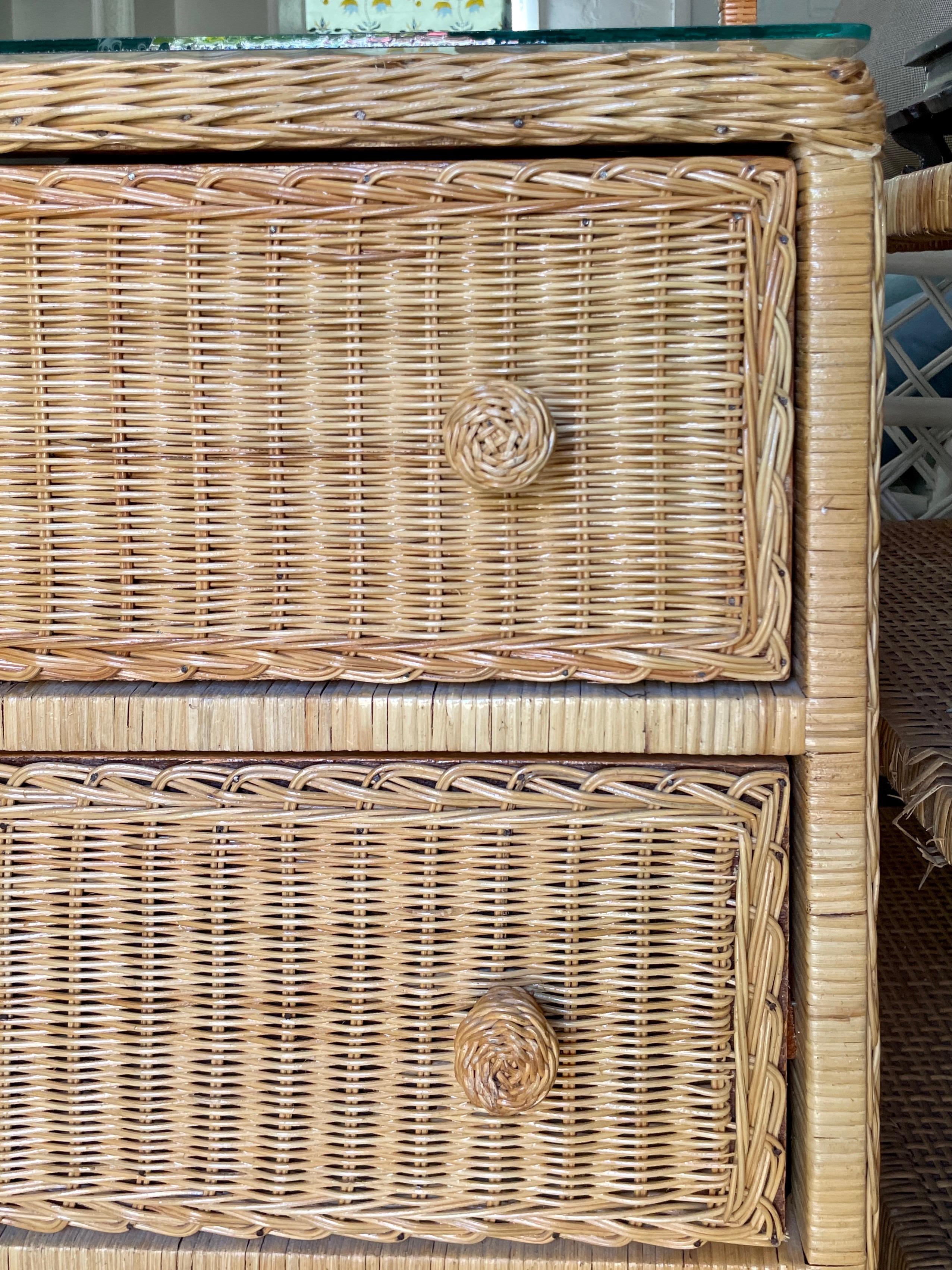 Boho Chic Wicker Six Drawer Dresser In Good Condition In Los Angeles, CA