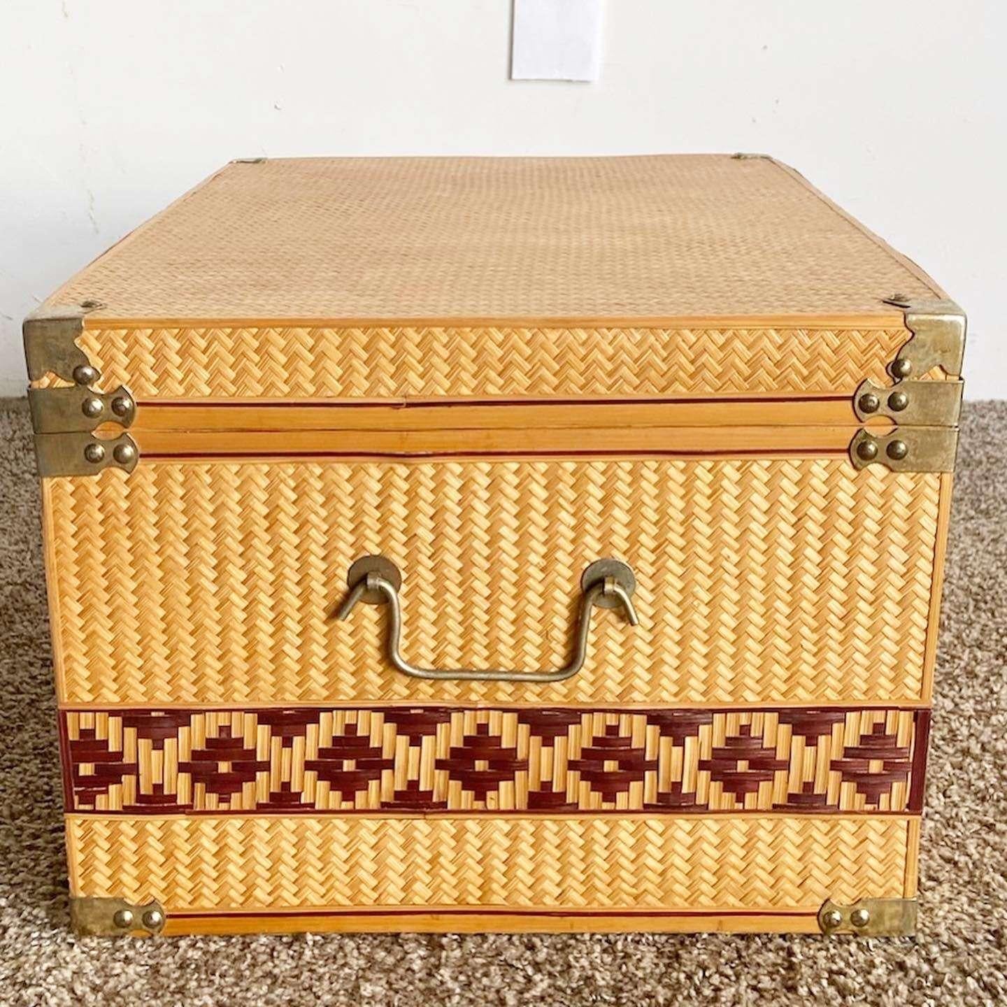 Boho Chic Wicker Trunk/Storage Chest For Sale 1