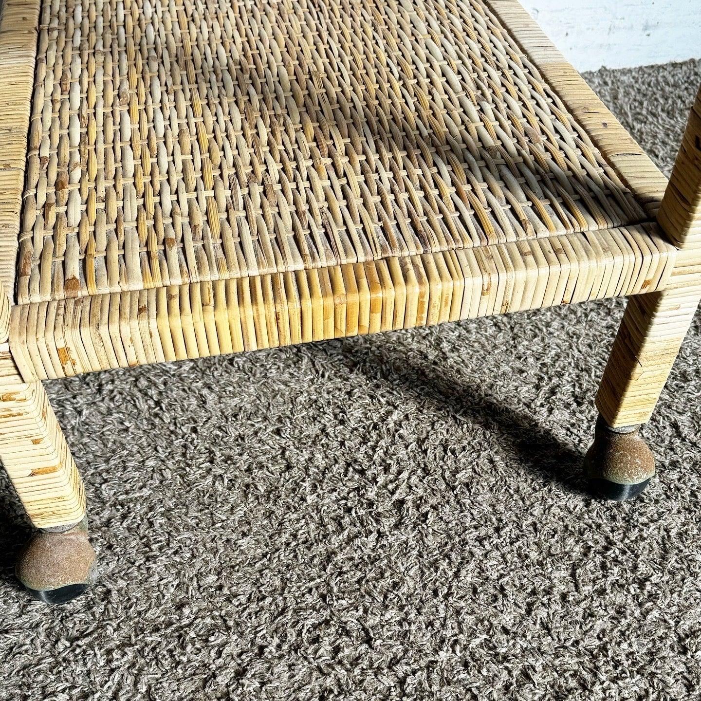 Boho Chic Wicker Two Tier Cart In Good Condition For Sale In Delray Beach, FL