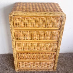 Boho Chic Wicker Waterfall Highboy Dresser