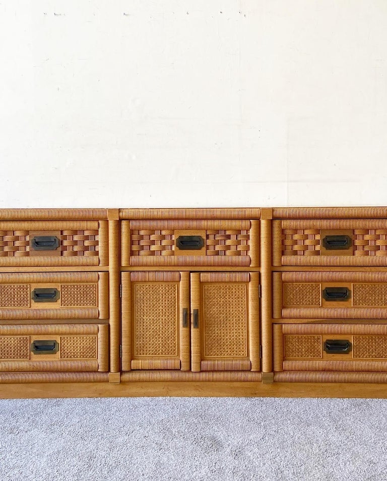 Boho Chic Wicker Weve Dresser by Dixie For Sale at 1stDibs