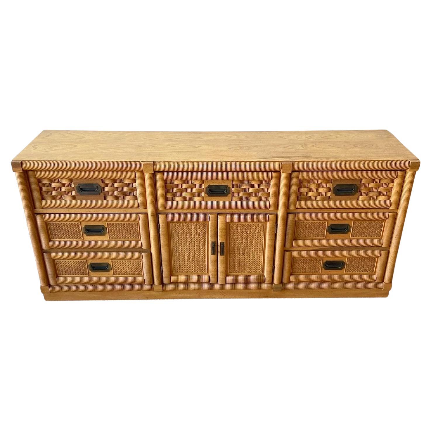 Vintage Full Wicker Triple Dresser at 1stDibs vintage wicker dresser