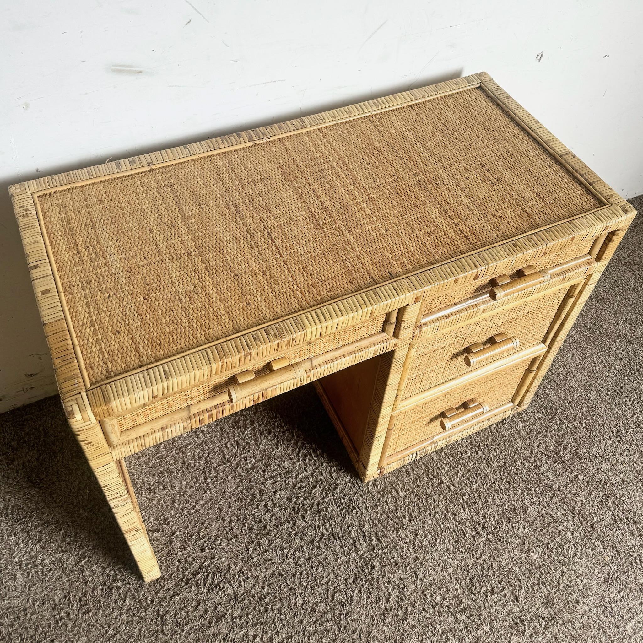 Indonesian Boho Chic Wicker Wicker Writing Desk
