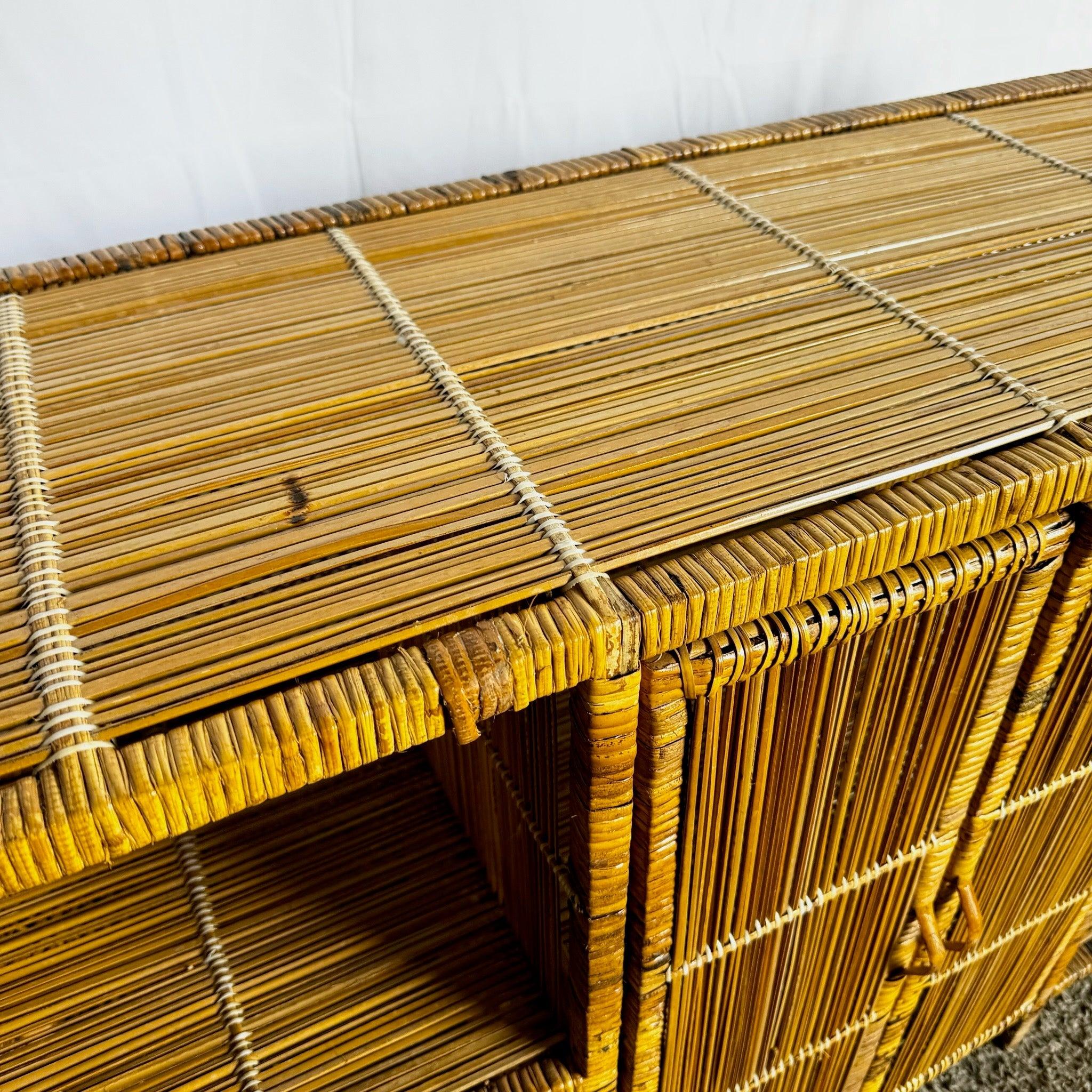 Boho Chic Wicker Wrapped Credenza For Sale 2