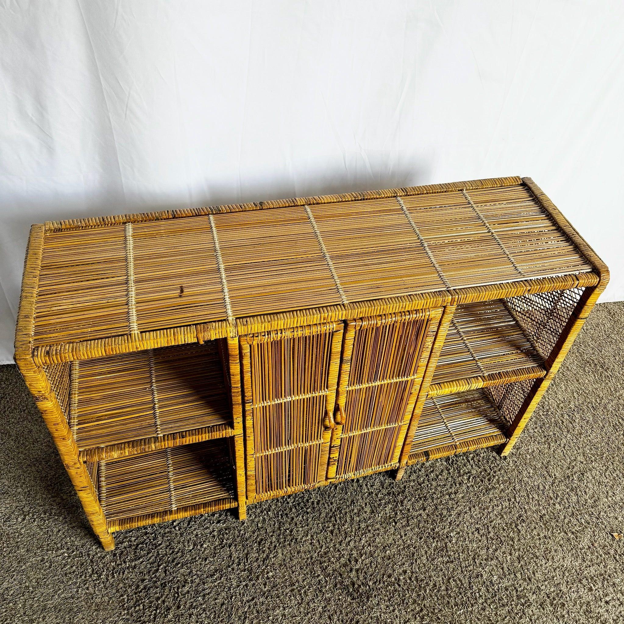 Boho Chic Wicker Wrapped Credenza For Sale 3