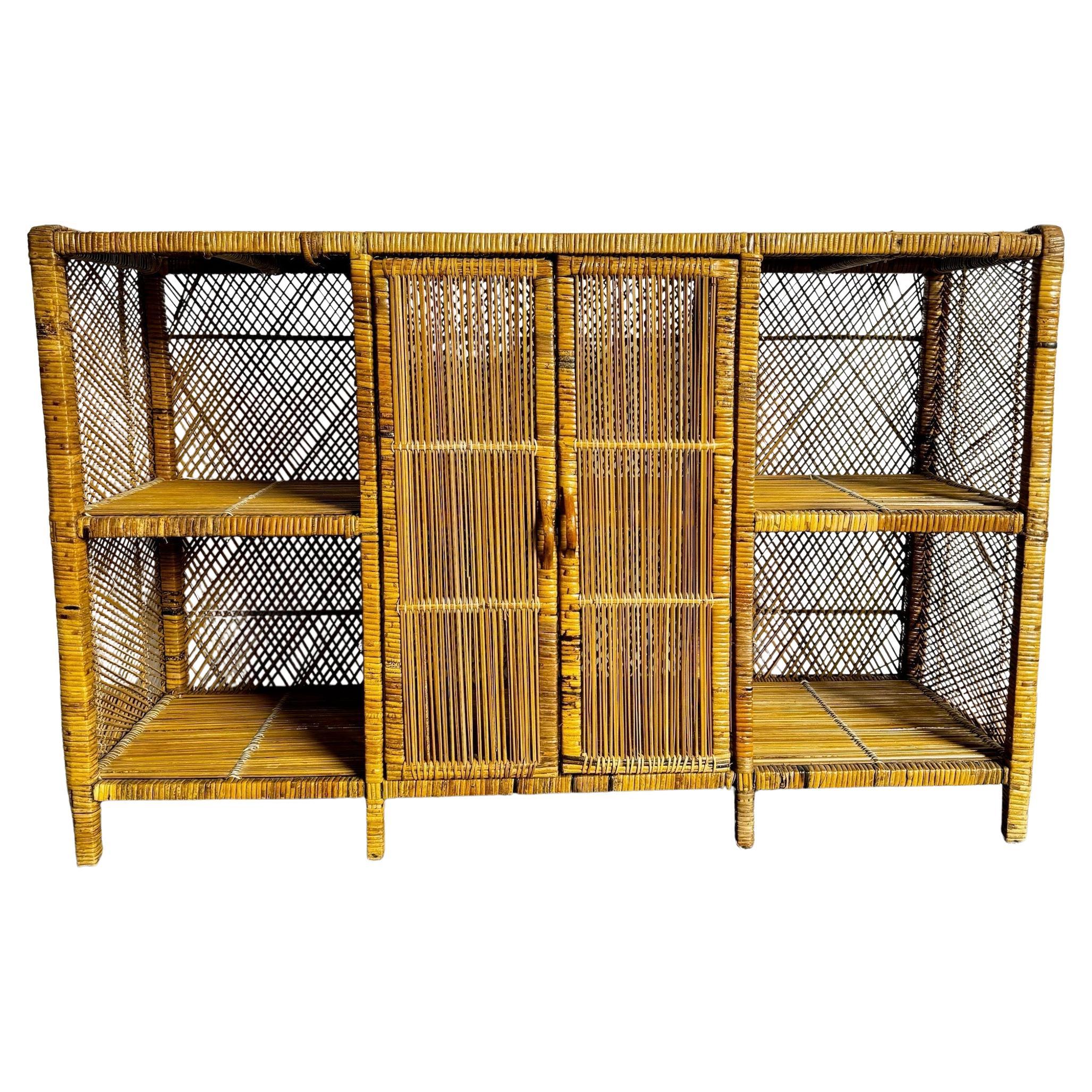 Boho Chic Wicker Wrapped Credenza