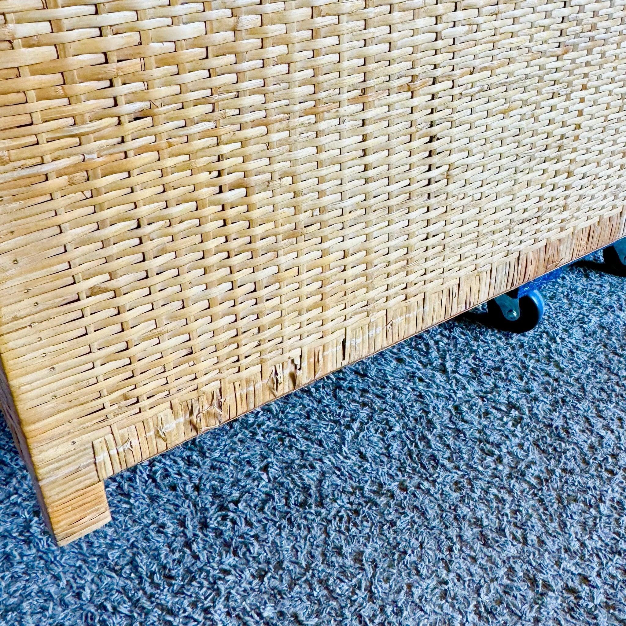 Indonesian Boho Chic Wicker Wrapped Dresser - 6 Drawer For Sale