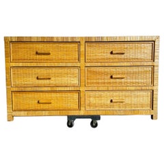 Boho Chic Wicker Wrapped Dresser - 6 Drawer