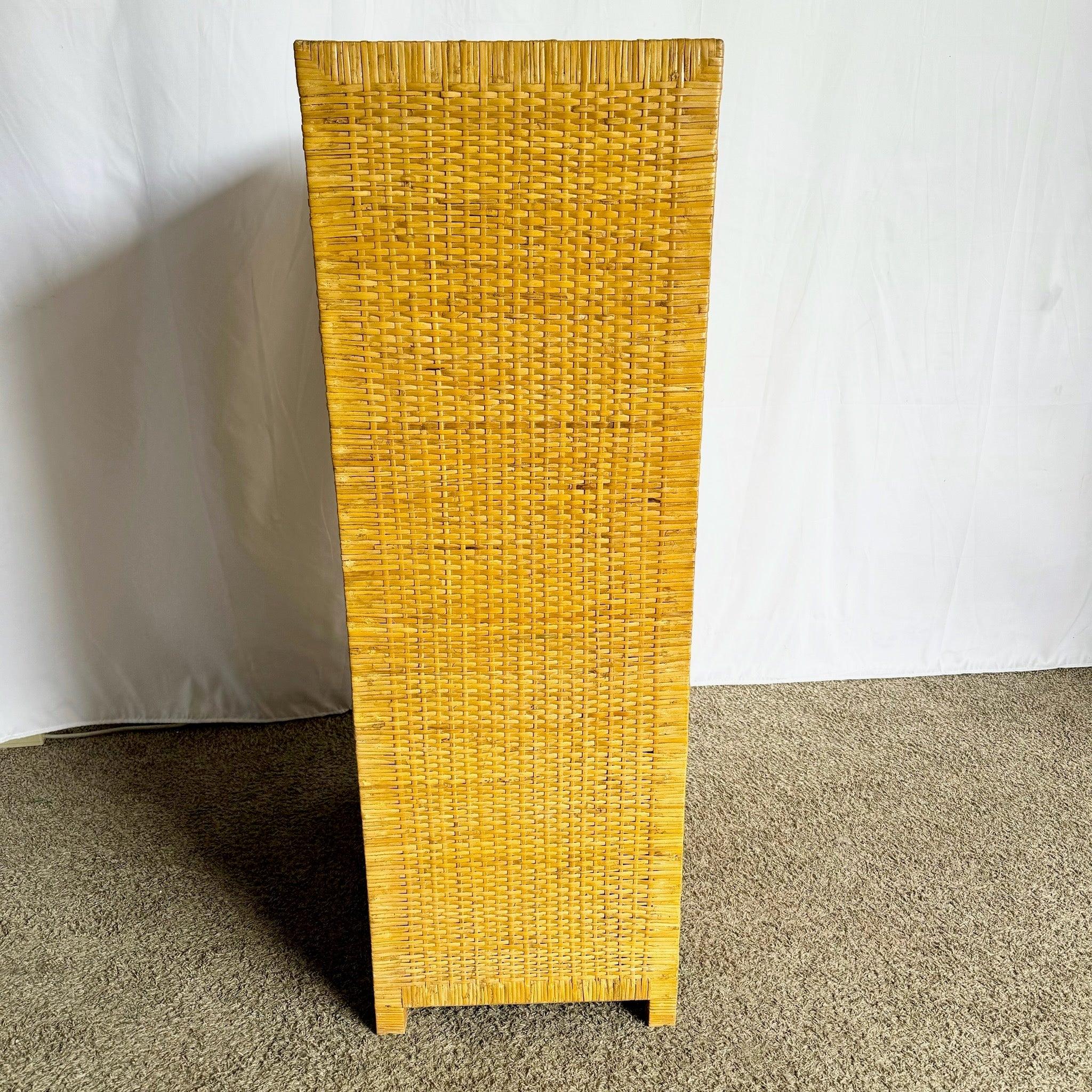 Vimini Boho Chic Wicker Wrapped Highboy Dresser - 6 Drawers in vendita