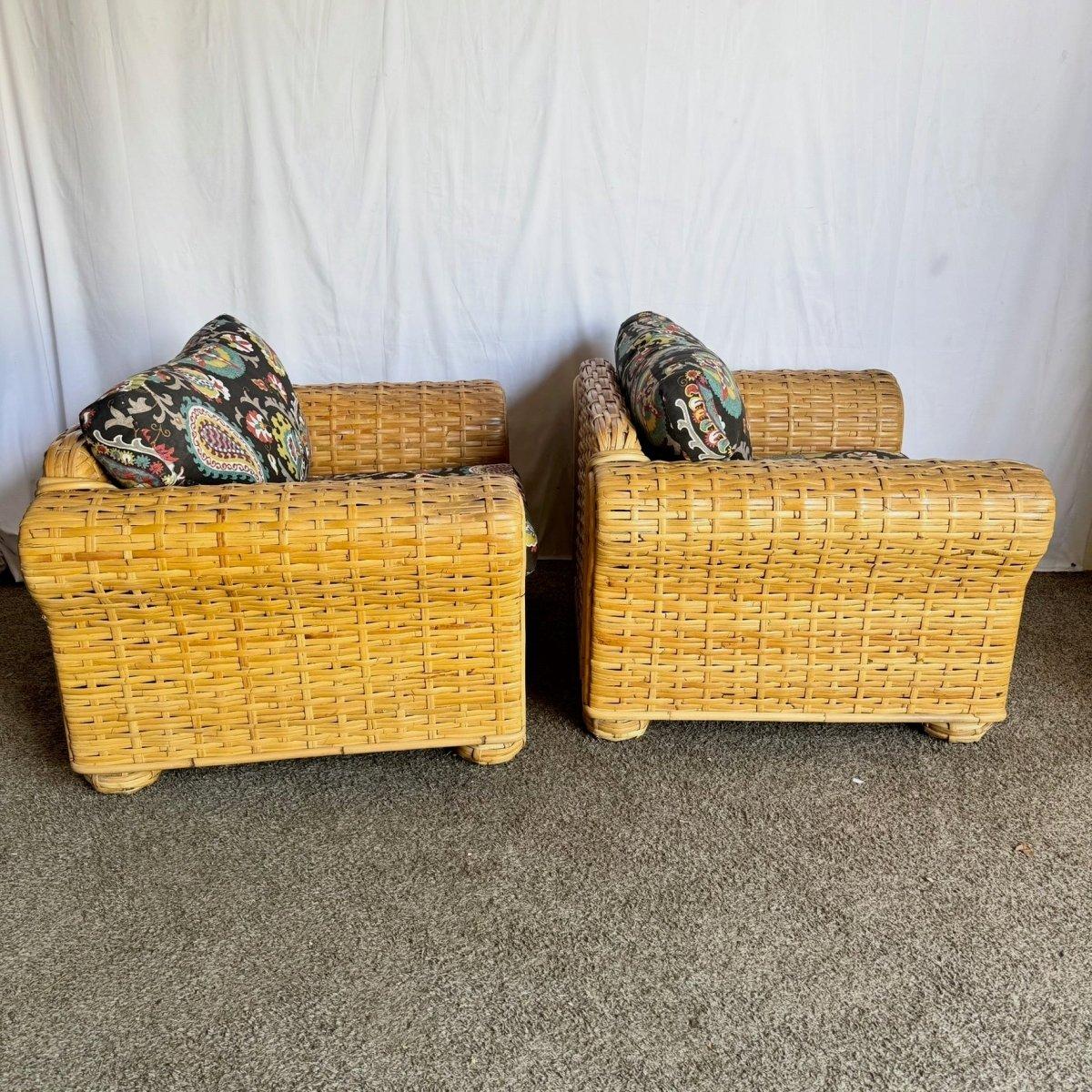 Pareja de tumbonas de ratán de bambú tejido boho chic de Ralph Lauren en venta 4