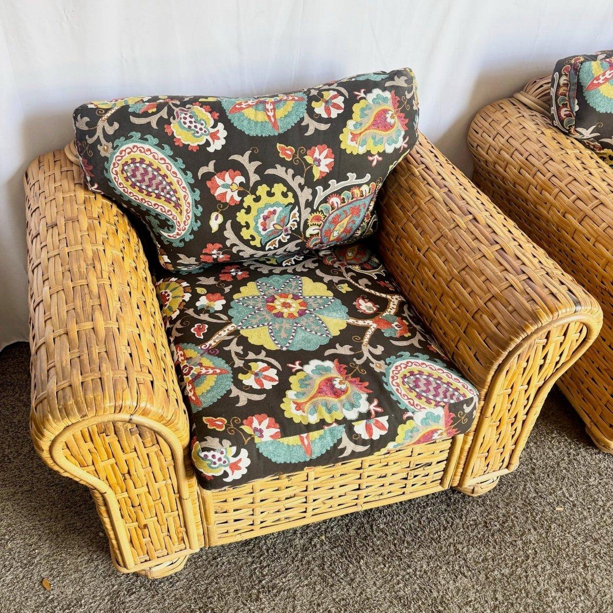Pareja de tumbonas de ratán de bambú tejido boho chic de Ralph Lauren en venta 1
