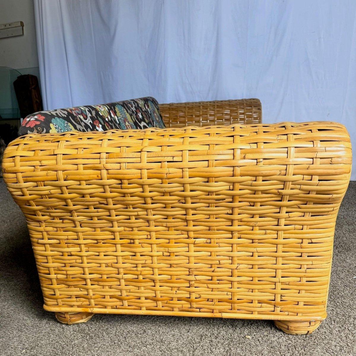 Boho Chic Geflochtenes Rattan-Bambus-Sofa von Ralph Lauren im Angebot 1