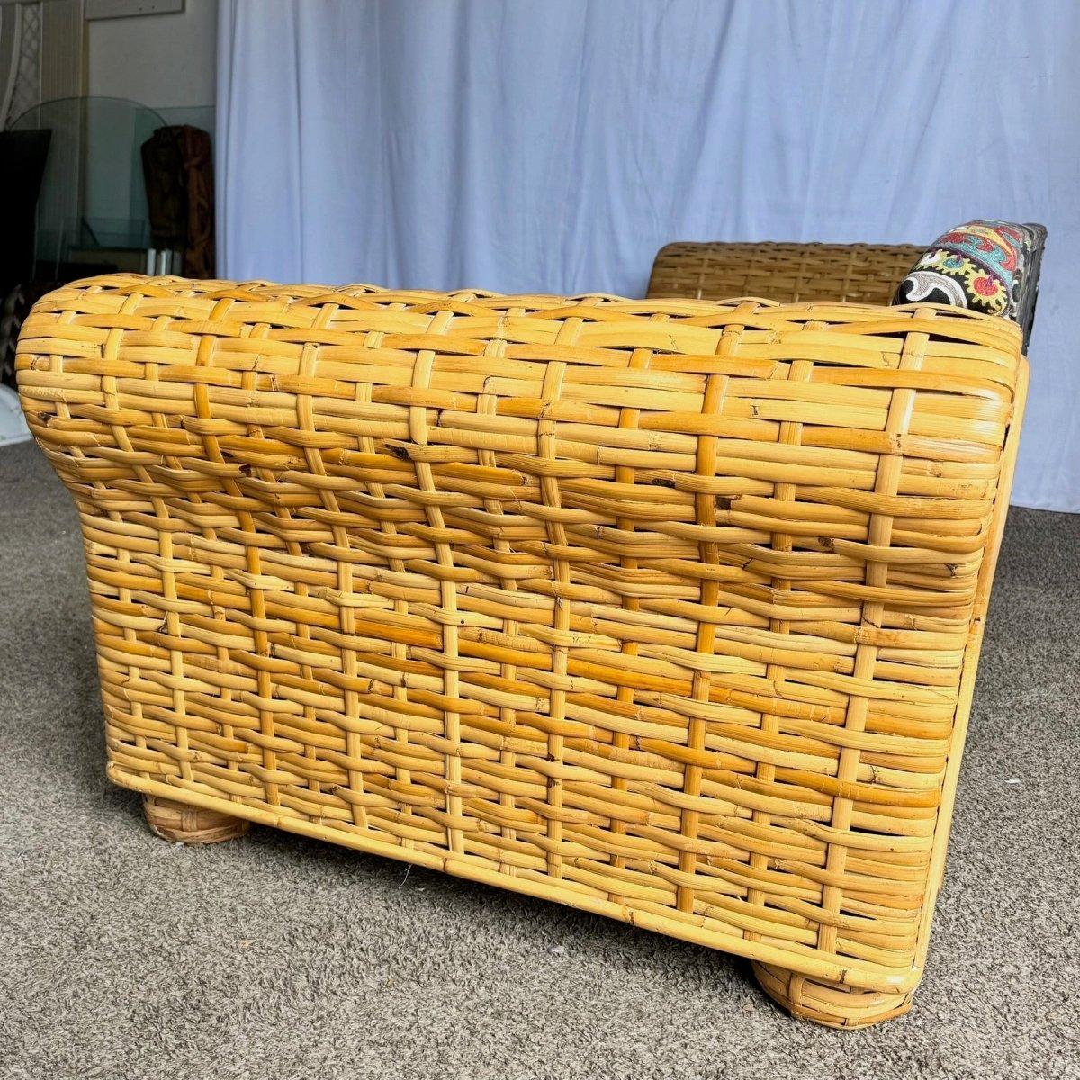 Boho Chic Geflochtenes Rattan-Bambus-Sofa von Ralph Lauren im Angebot 3