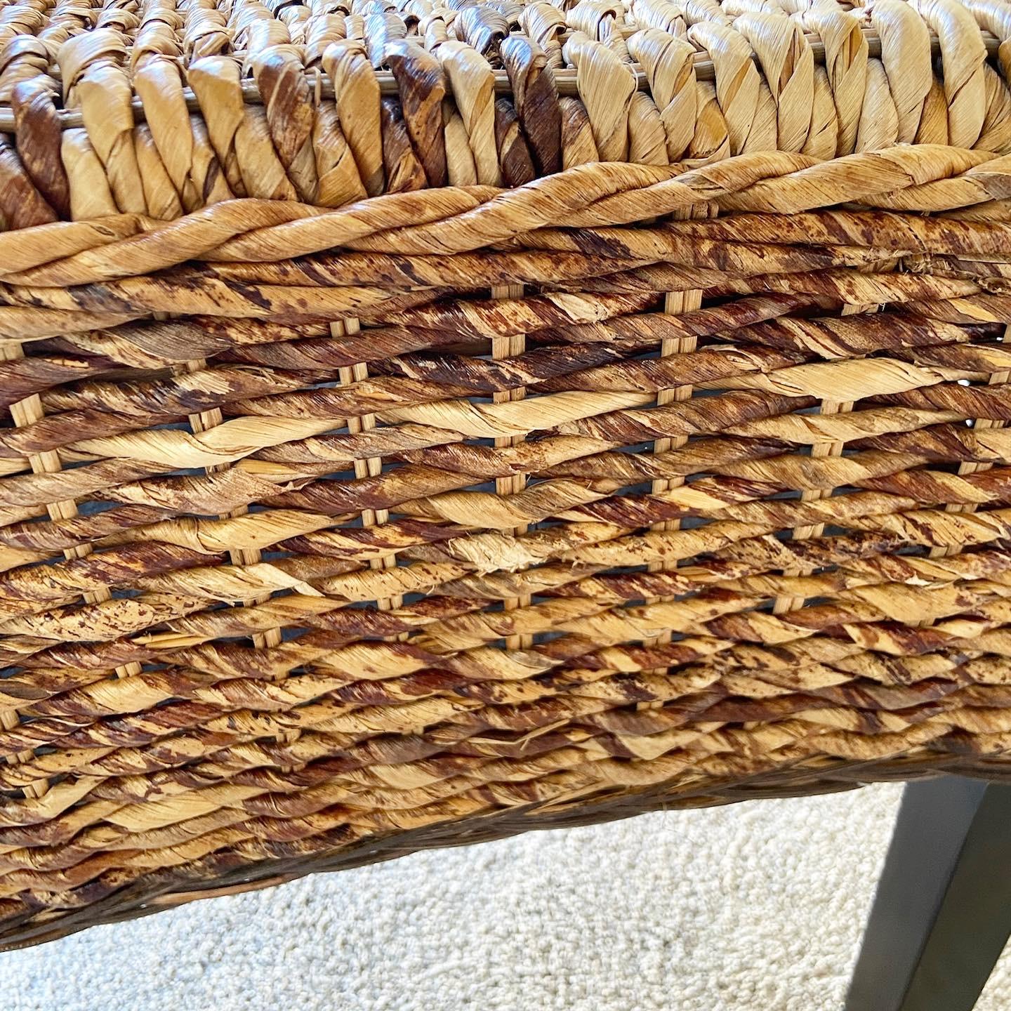 Boho Chic Woven Sea Grass Dining Chairs In Good Condition In Delray Beach, FL