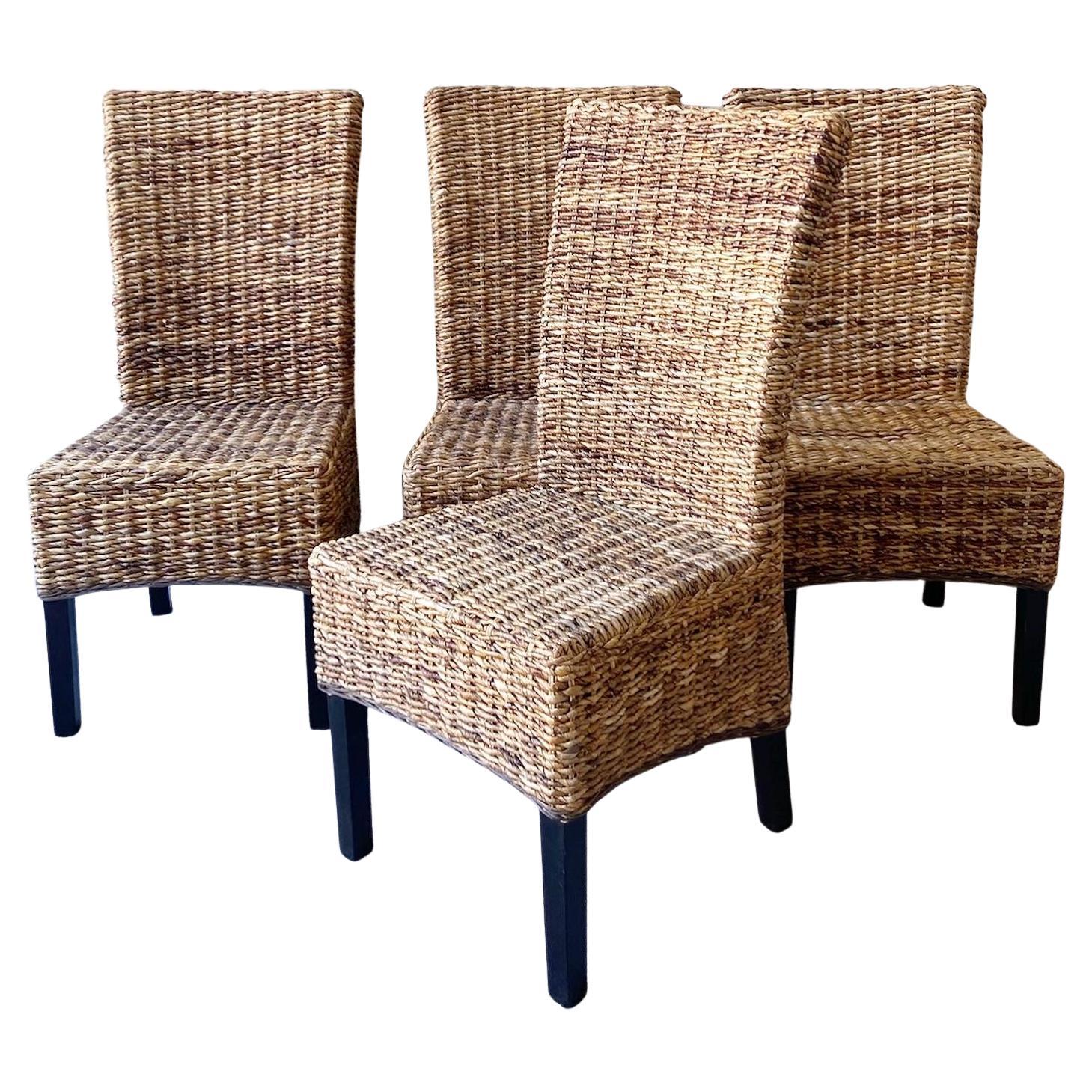 Boho Chic Woven Sea Grass Dining Chairs