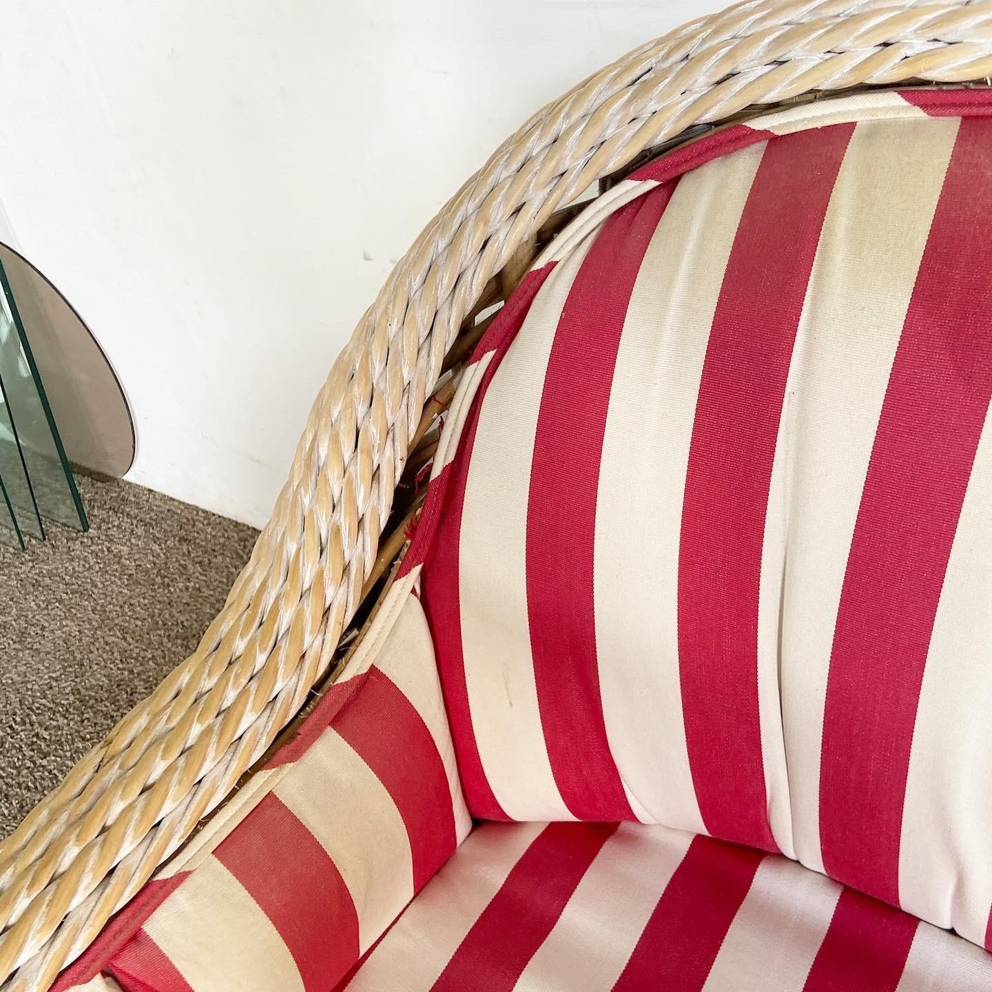 Boho Chic Woven Wicker Bulbous Lounge Chairs - a Pair For Sale 2