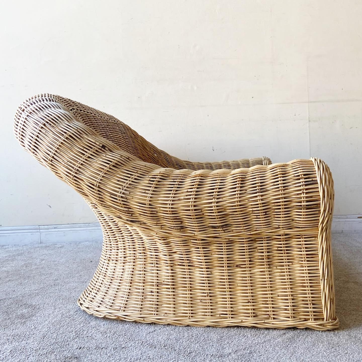 Boho Chic Woven Wicker Sofa In Good Condition In Delray Beach, FL