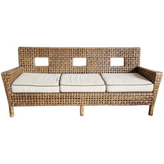 Boho Chic Woven Wicker Sofa