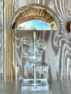Boho Chrome and Lucite Sphere Lamp