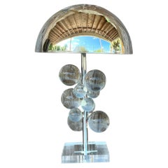 Boho Chrome and Lucite Sphere Lamp