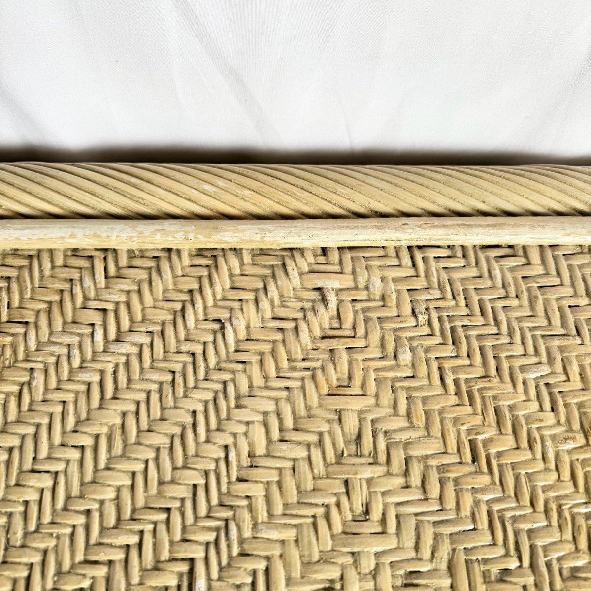 Boho Coastal Beige Wicker and Twisted Pencil Reed Dresser With Mirror - 2 Pieces For Sale 5