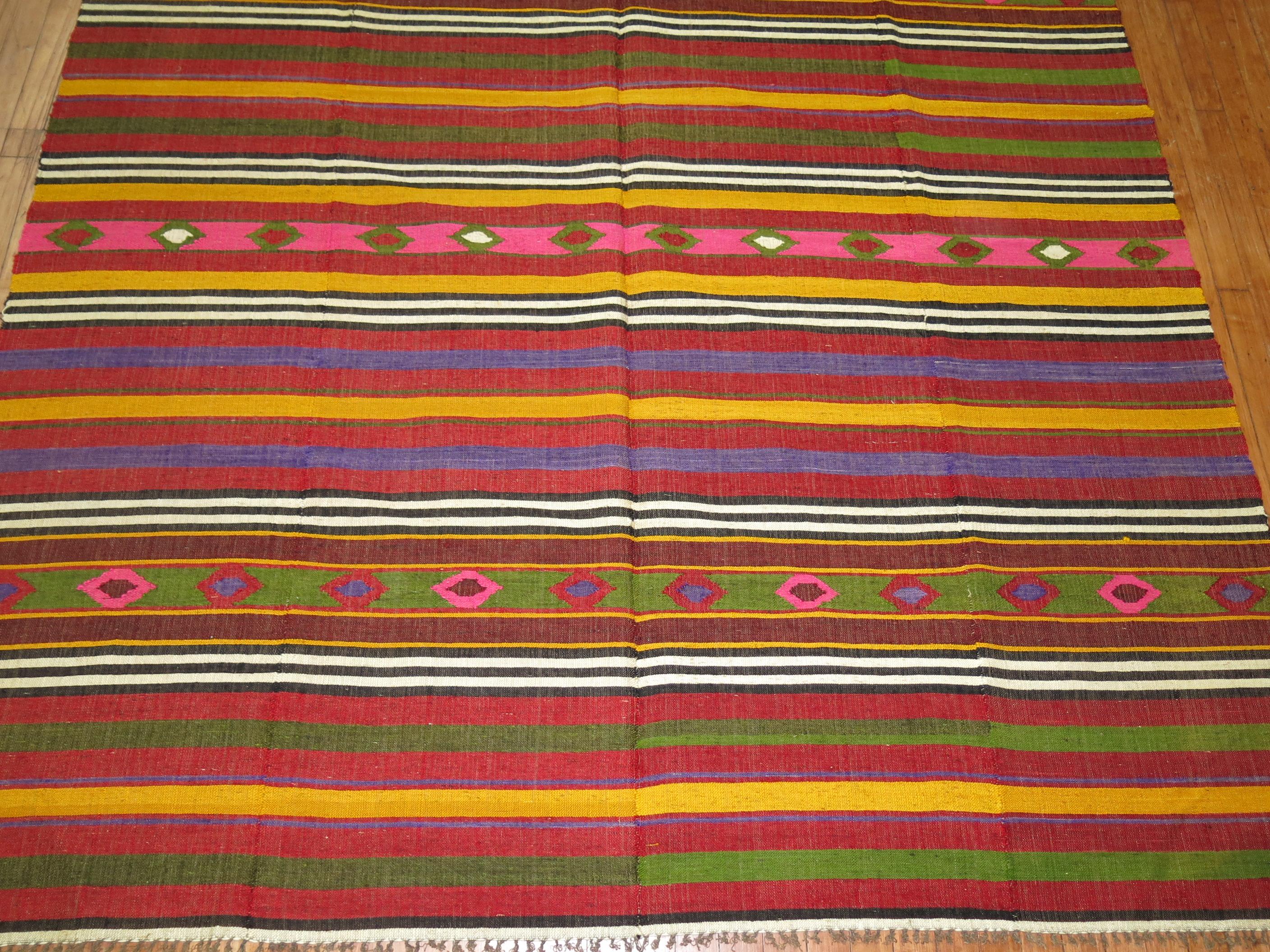 Bohemian Boho Colorful 20th Century Turkish Kilim For Sale