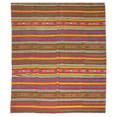 Kilim turc coloré Boho du 20ème siècle