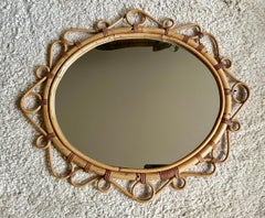Boho Elegance Meets Timeless Trends: 1960s Rattan Mirror from France
