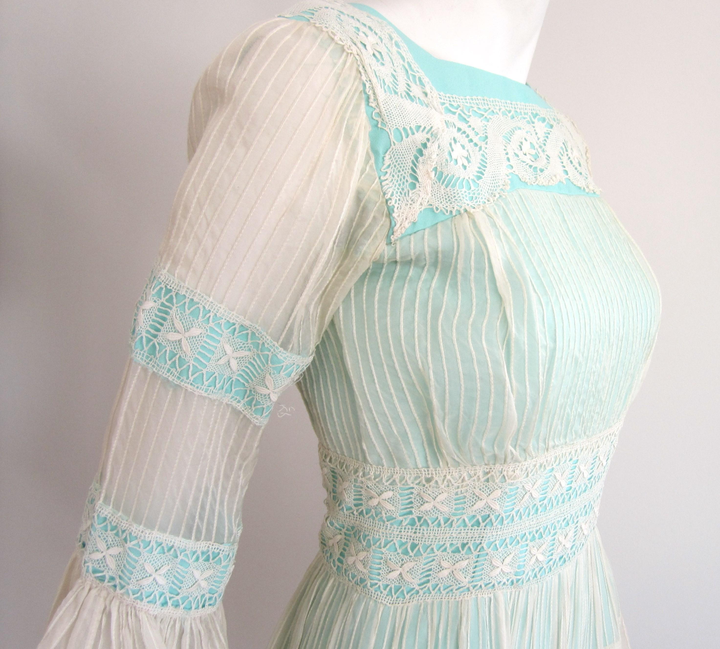 1960s Maxi Dress  - Early 1970s cottagecore Blue  For Sale 1