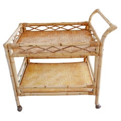Boho gran carrito rectangular de bambú para servir bebidas carrito de bar