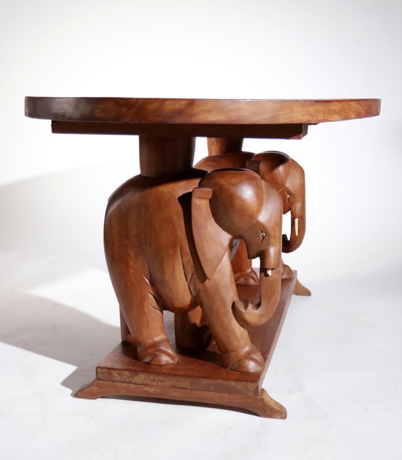 Boho Midcentury Elephant Teak Coffee Table, 1960 2