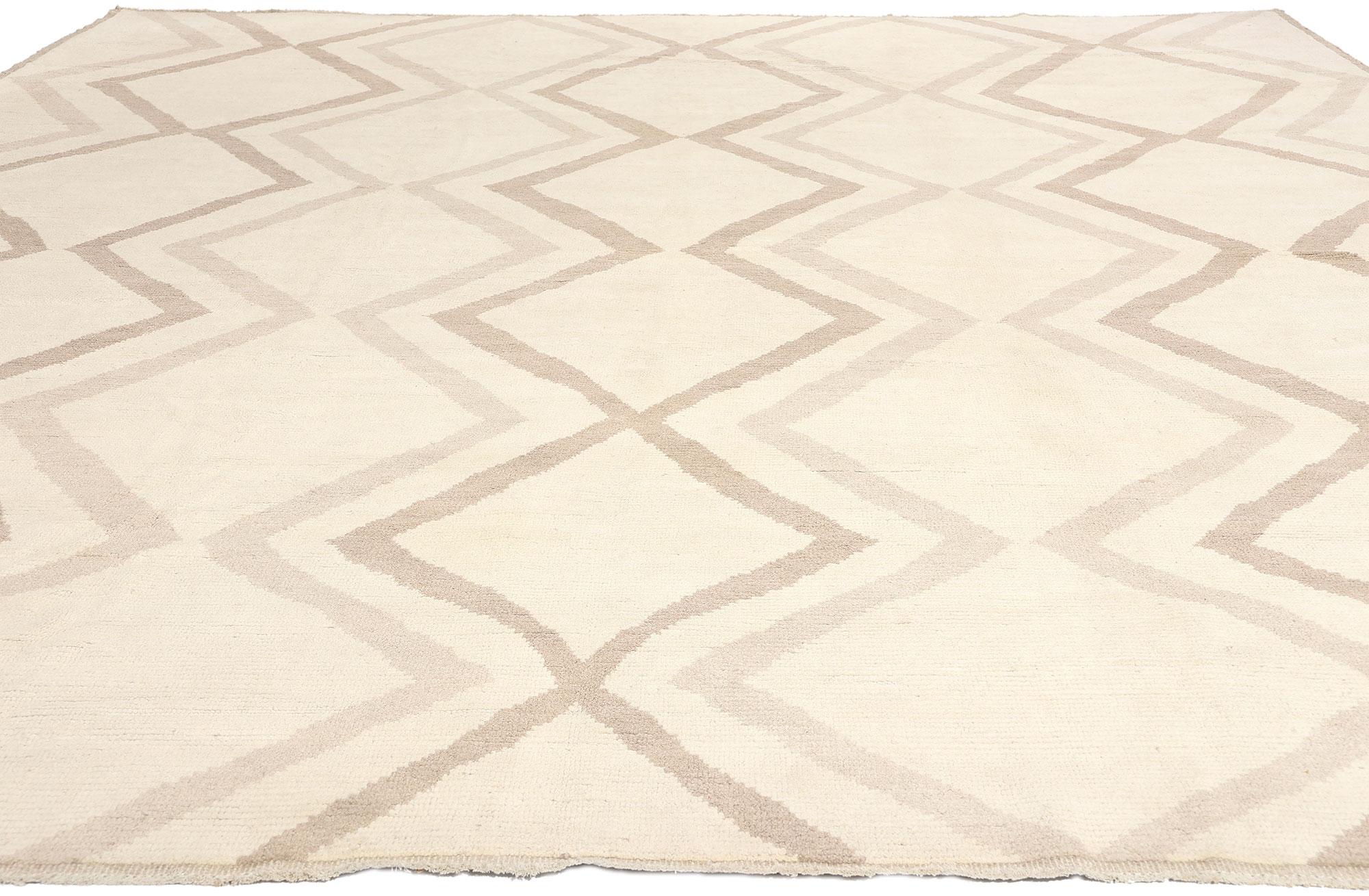 Mid-Century Modern Boho-Mid Mod Chevron Moroccan Rug, Japandi Bohemian Meets Midcentury Modern For Sale