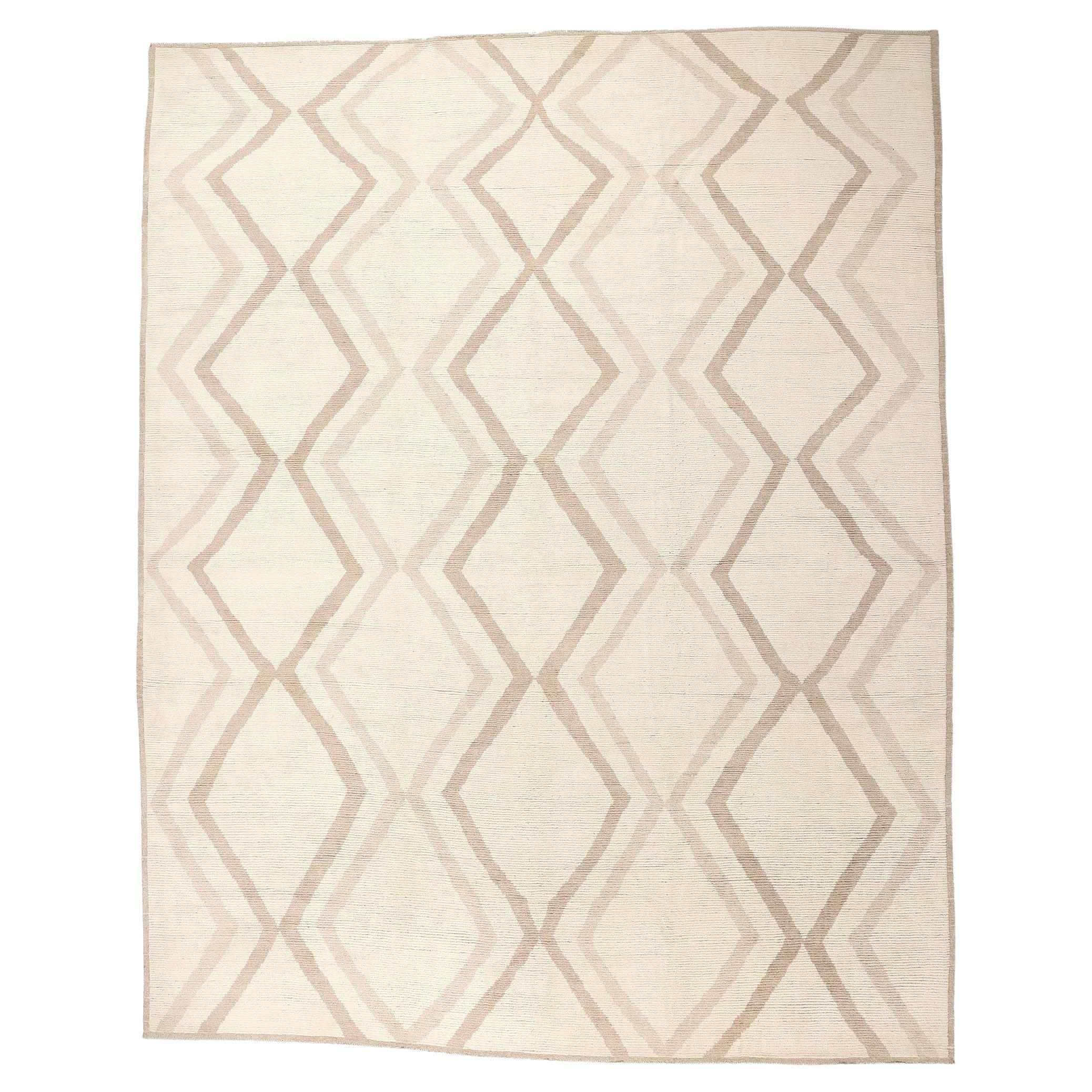 Boho-Mid Mod Chevron Moroccan Rug, Japandi Bohemian Meets Midcentury Modern