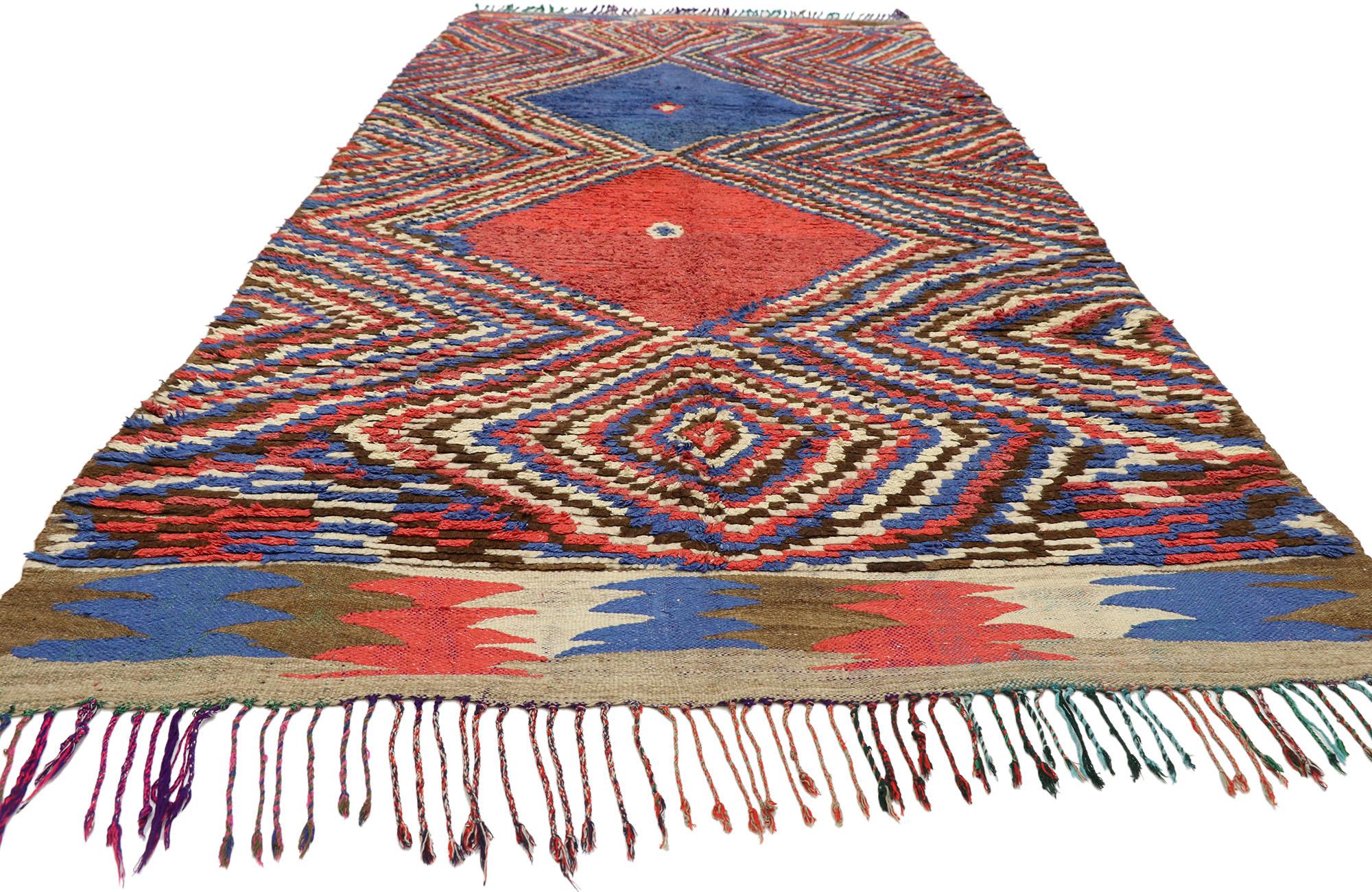 Hand-Knotted Boho-Mid Mod Haven Moroccan Azilal Rug, Bohemian Meets Midcentury Modern For Sale