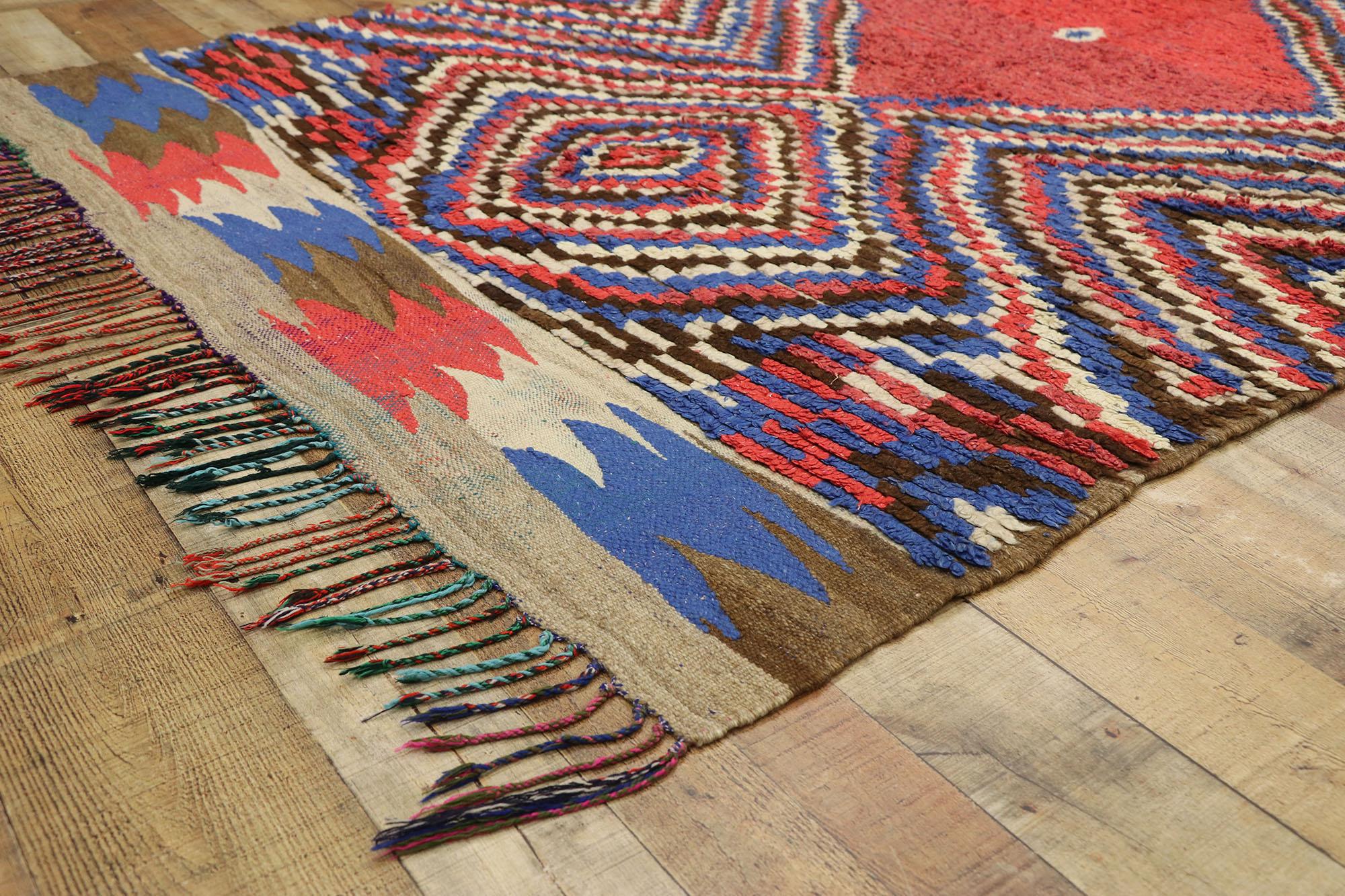 20th Century Boho-Mid Mod Haven Moroccan Azilal Rug, Bohemian Meets Midcentury Modern For Sale