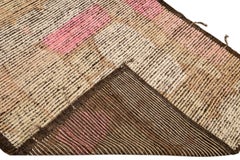 Boho Modern Moroccan Style Handmade Abstract Designed Brown Wool Runner