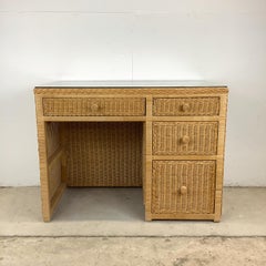 Boho Modern Wicker Writing Desk