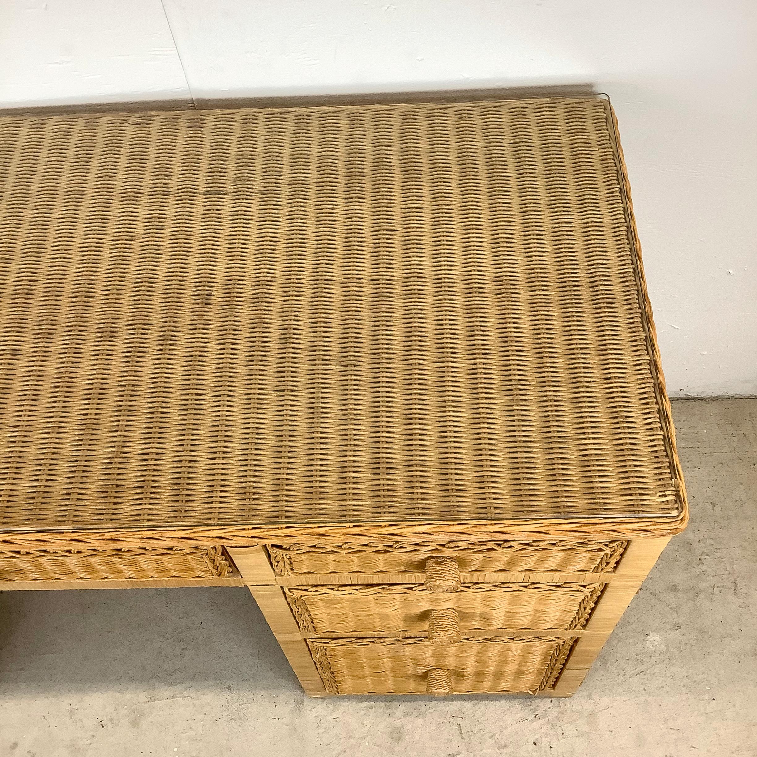 Bohemian Boho Modern Wicker Writing Desk