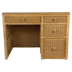 Vintage Boho Modern Wicker Writing Desk