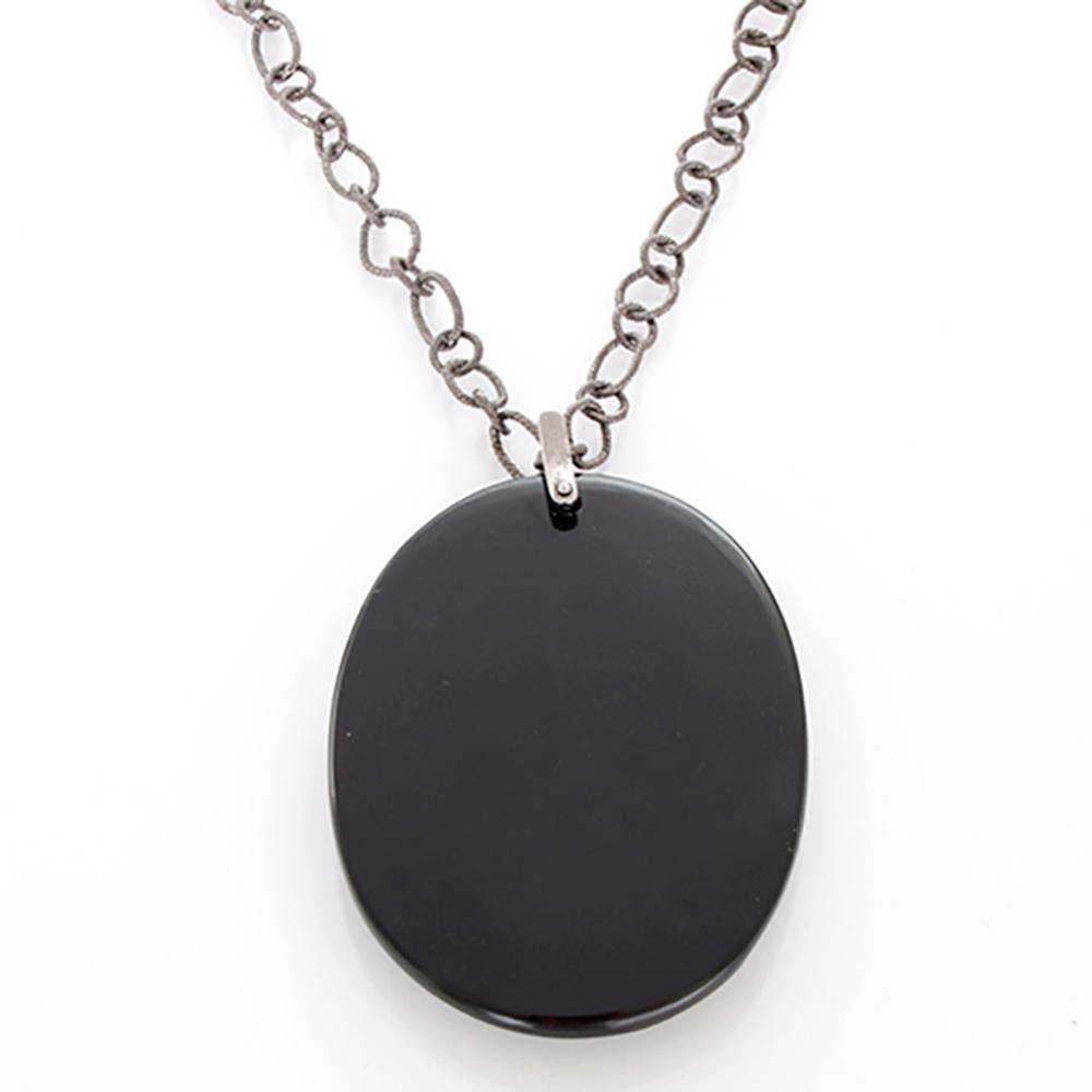 Collier Boho en argent sterling oxydé, diamants et onyx Pour femmes en vente