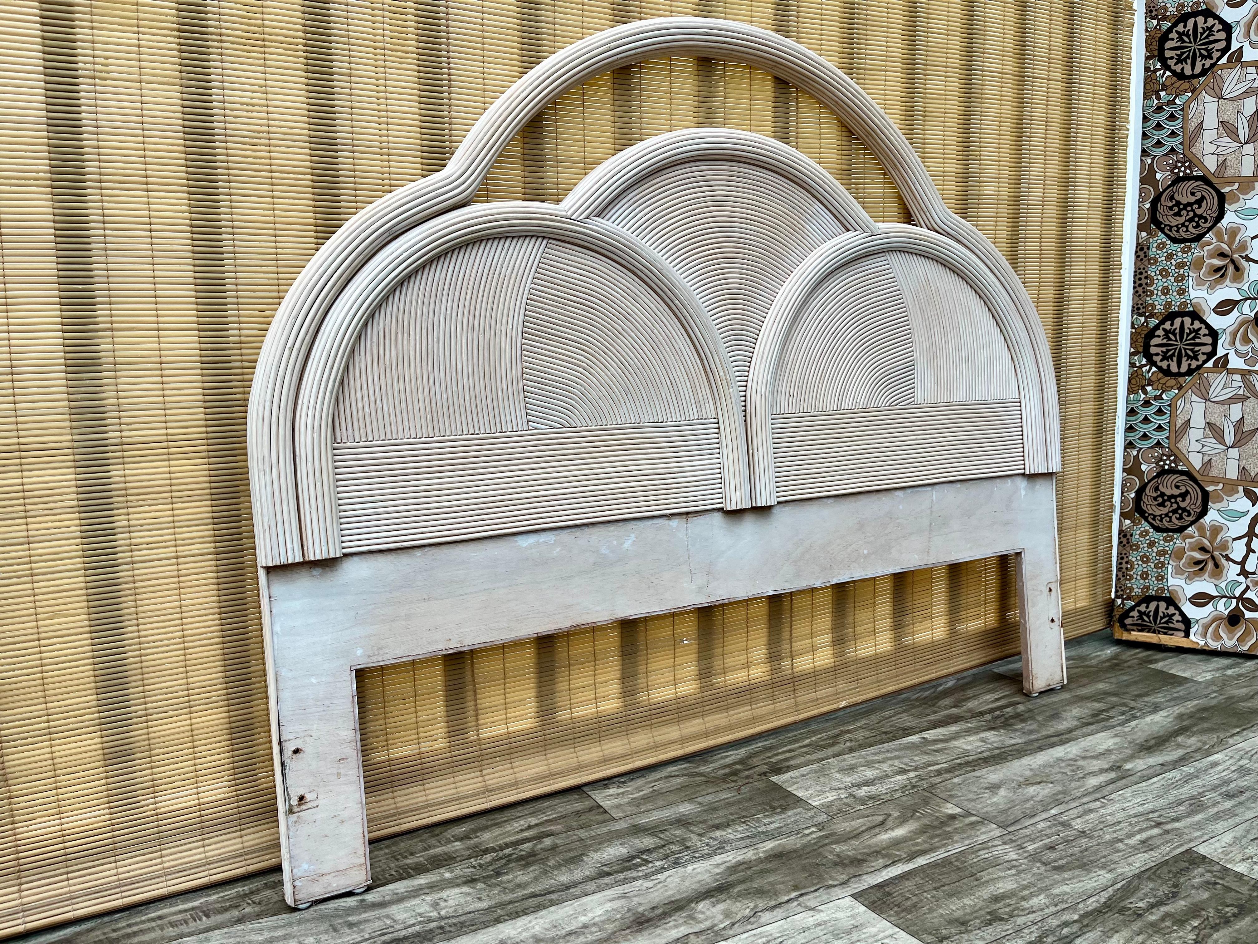 Unknown Boho Pencil Reed Queen Size Headboard in the Gabriella Crespi Manner. C.1980s For Sale