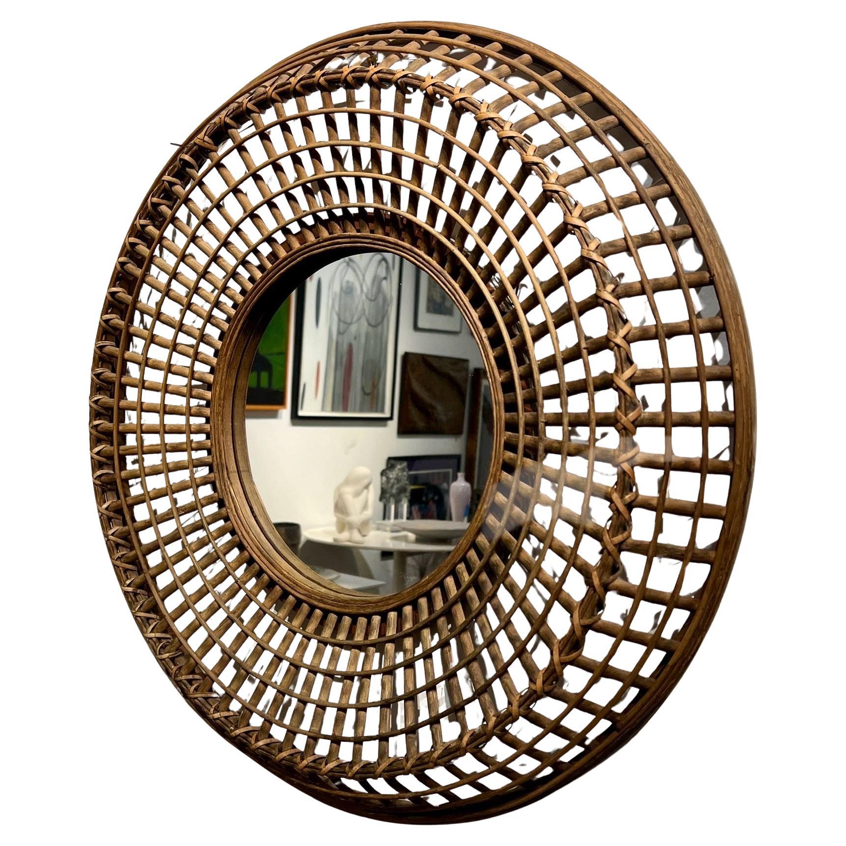 Bohemian Boho Rattan round Mirror