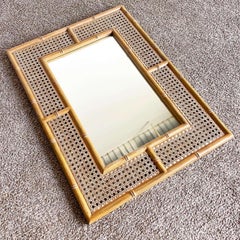 Boho Regency Cane and Faux Bamboo Mirror
